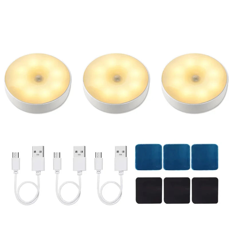 Motion Sensor LED Night Light USB Rechargeable 3-Pack