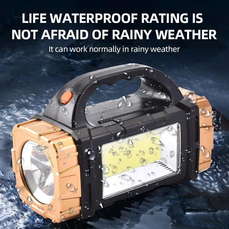 High Power Rechargeable LED Flashlight Multifunctional Portable Light with Side Light Waterproof Multiple Lighting Modes Oasis Select