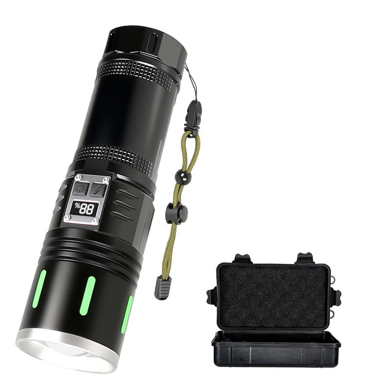 20W LED Flashlight 1000 Lumens Zoomable Rechargeable + Power Bank