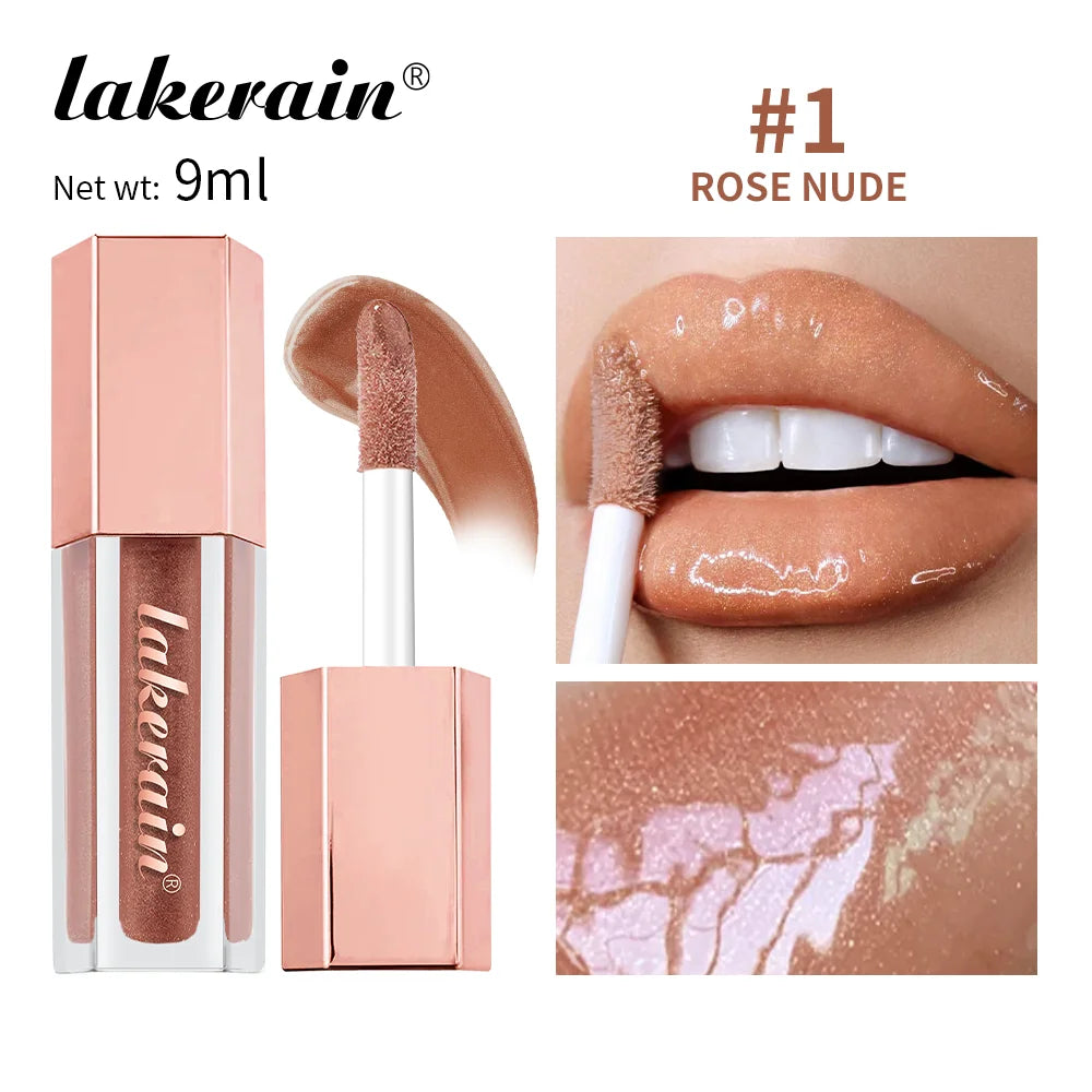 NEW Glitter Gloss Universal Lip Luminizer 8 Colors Makeup Lip Gloss Non-sticky Moisturizing Plumper Long Lasting Glitter Liquid Oasis Select 1 rose nude