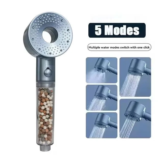 New 5 Modes Shower Head Large Flow Anion Filter Shower High Pressure Water Saving Mixer Shower Nozzle Bathroom Accessories Set Oasis Select Shower Head B