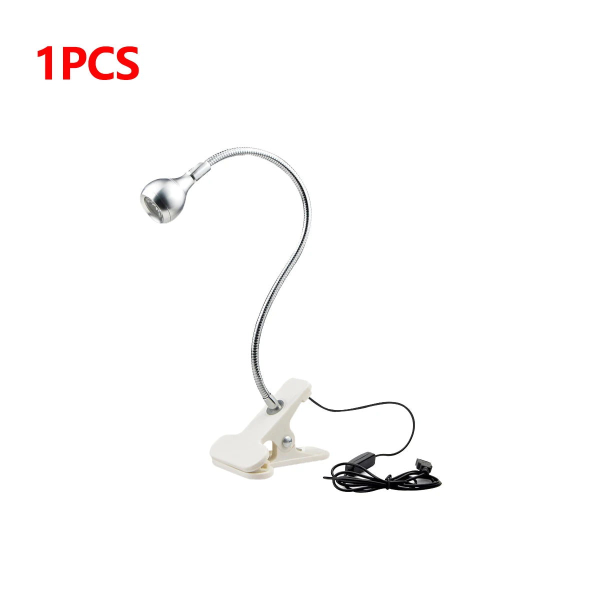 1-10Pcs Clip-On Light USB Power Reading Book Light For Power Bank Computer Interface,1W Flexible LED Table Lamp Night Lighting Oasis Select 1x Lamp Silver Shell White Light 1W