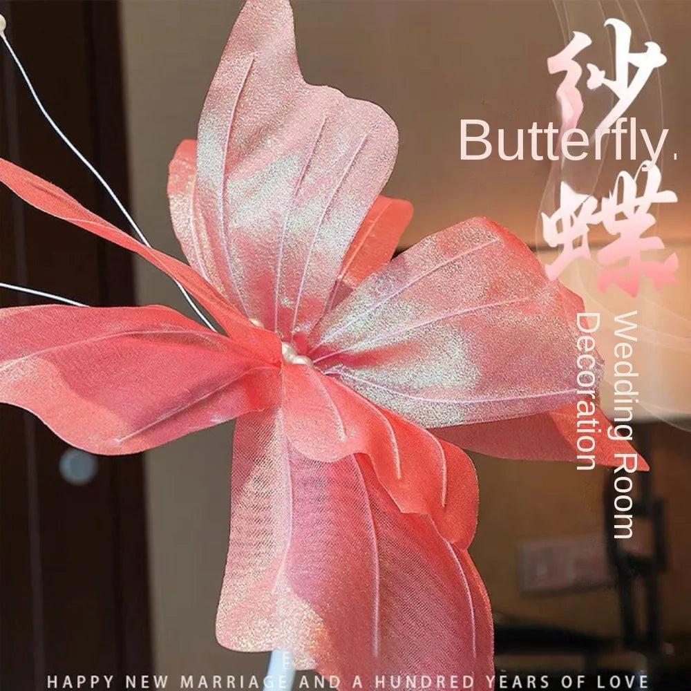 NEW Silk Artificial Butterfly Flowers Colorful Artificial Flowers Flower Head 50cm Giant Butterfly Branch Road Oasis Select