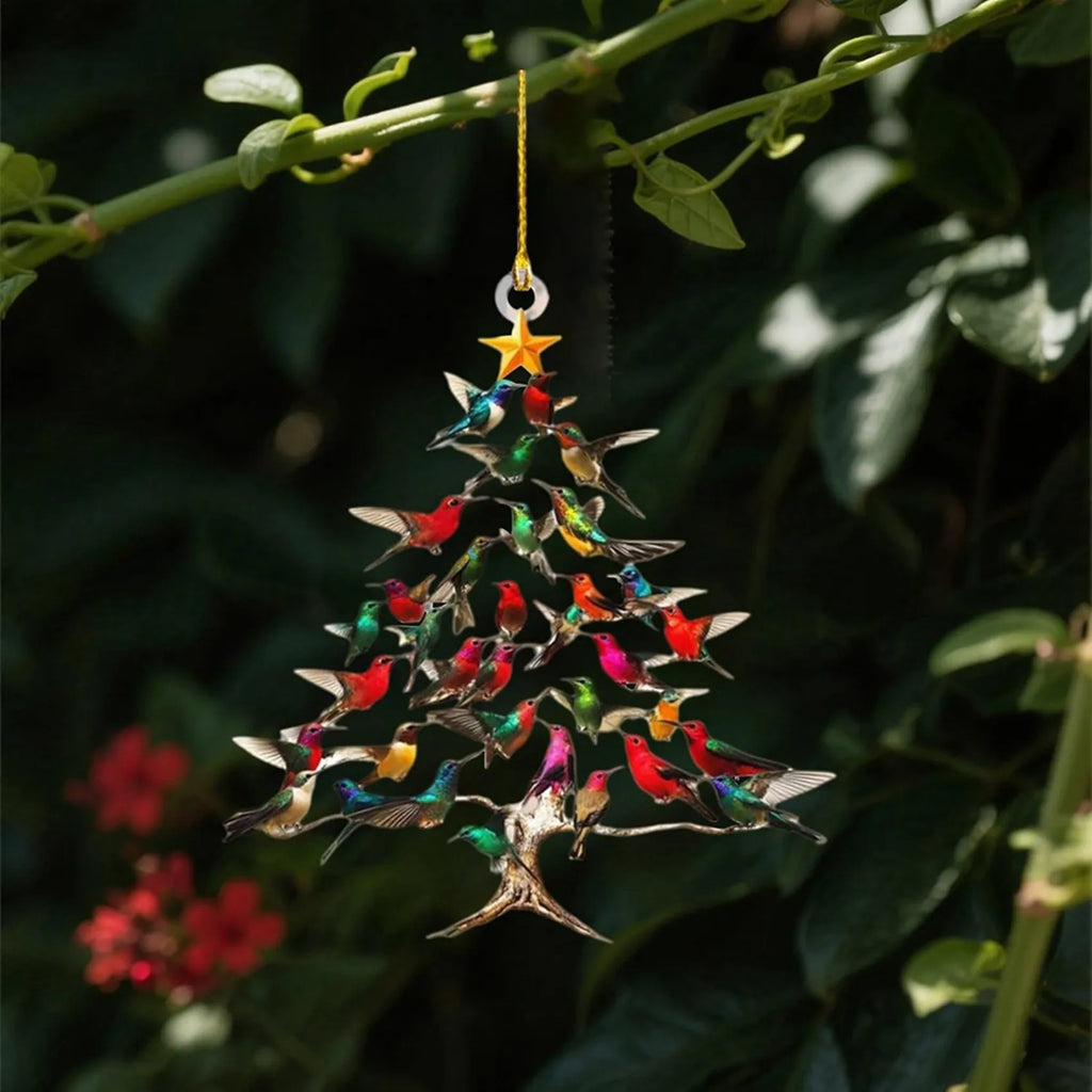 2026-WISH 5X Hummingbird Christmas Ornament, Colorful Hummingbirds Hanging Ornaments For Tree, Christmas Tree Shaped Pendant Oasis Select