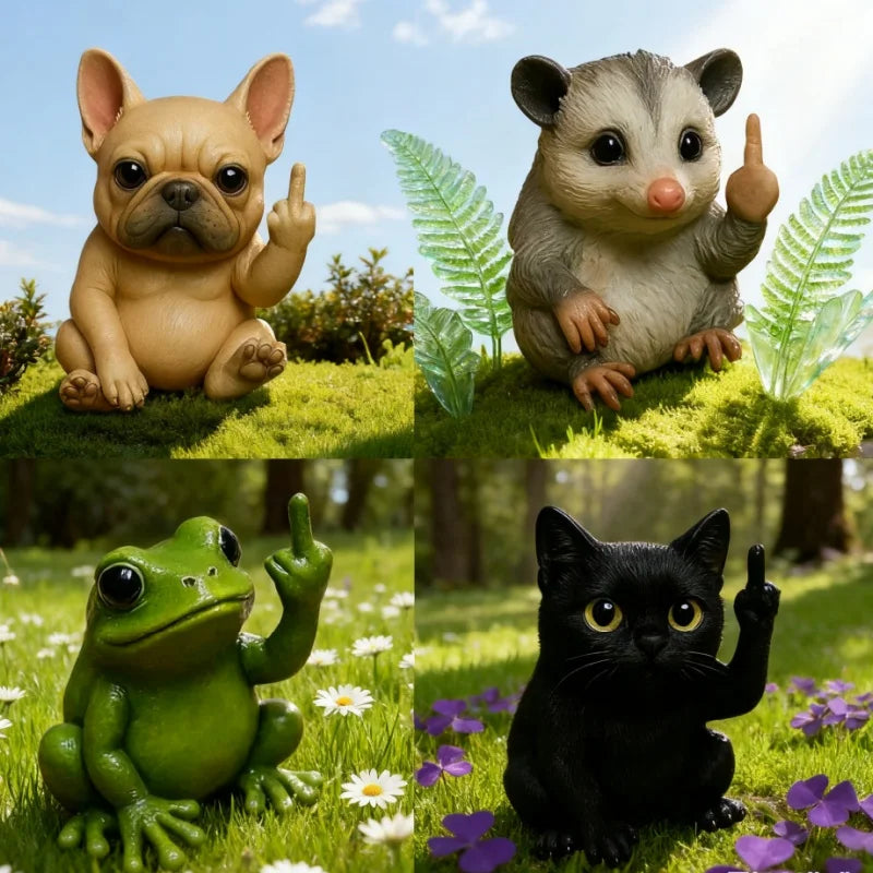 Middle Finger Animal Statue – Funny Mini Resin Figurine