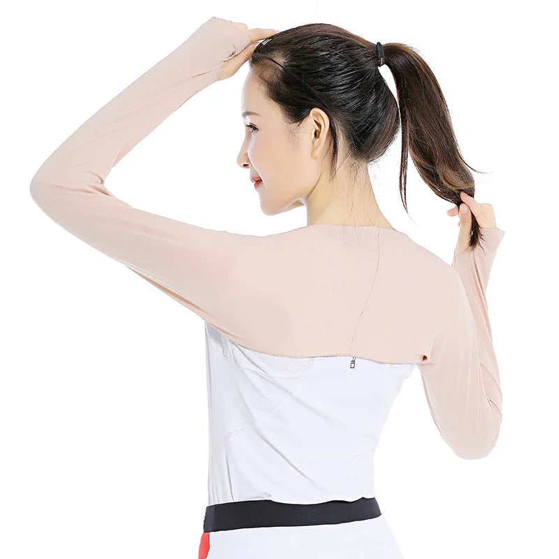 Ultra Thin Ice Silk Shawl Arm Sleeves Cooling Sun Protection Long Gloves Breathable Anti UV Hand Cover For Outdoor Golf Sports Oasis Select