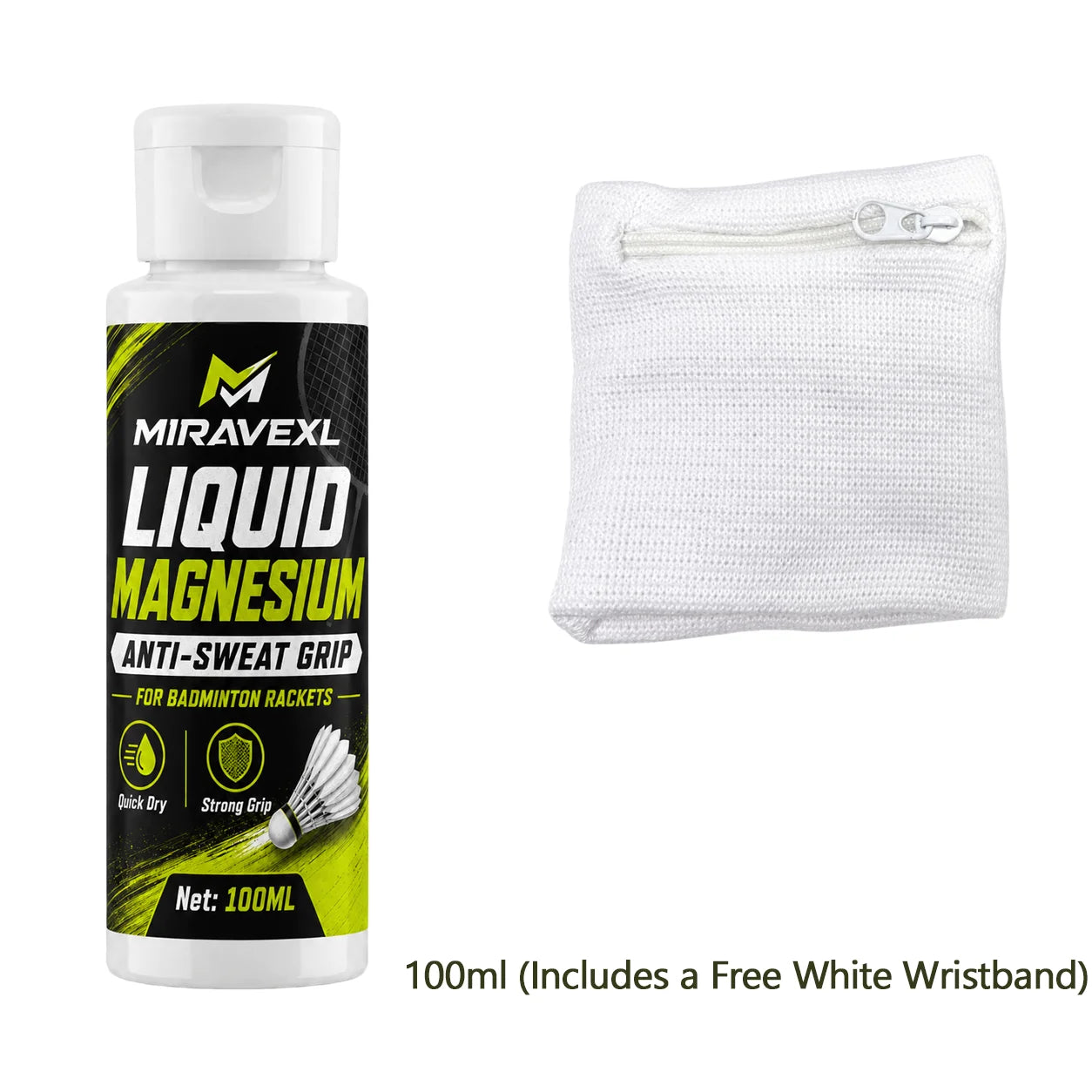 Badminton Racket Anti-Sweat Liquid Grip – Prevent Slipping, Improve Control, Free Sports Wristband, 30-100ML Sports Training Kit Oasis Select 100ML (White)