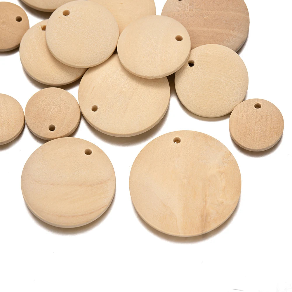 20pcs Round Blank Wooden Pendants Base For DIY Handmade Earrings Necklaces Jewelry Making Supplies Accessories Decorative Charms Oasis Select