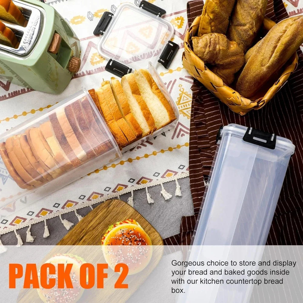 Airtight Bread Box with Drawer Tray & Sealing Lid – Clear Bread Storage Box Oasis Select