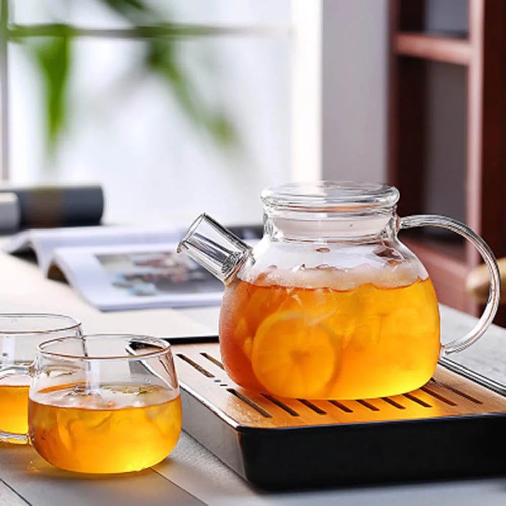 1L/1.6L Borosilicate Glass Teapot | Heat-Resistant Clear Kettle