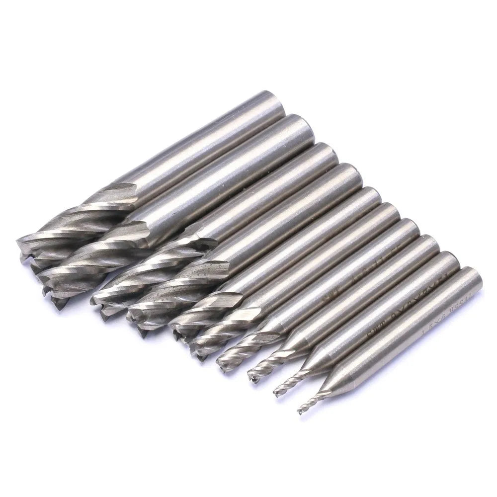 7–10 Pc 4-Flute Titanium HSS End Mill Set 1.5–10mm CNC Router CNC End Mill Set Oasis Select