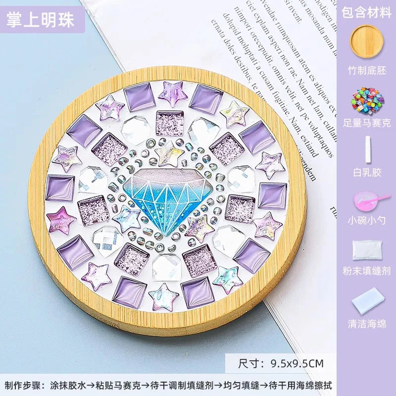 Mosaic Coasters DIY Creative Children's Handmade Material Pack Event New Year's Easter Handmade Diy Gifts Oasis Select Circle E 9 9cm