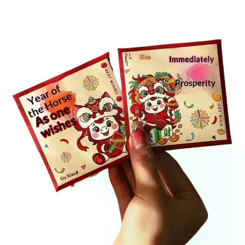 6Pcs Paper 2026 Horse Year Red Envelope Mini Cartoon Lucky Money Bag Traditional Blessing Red Pocket Marriage Celebration Oasis Select