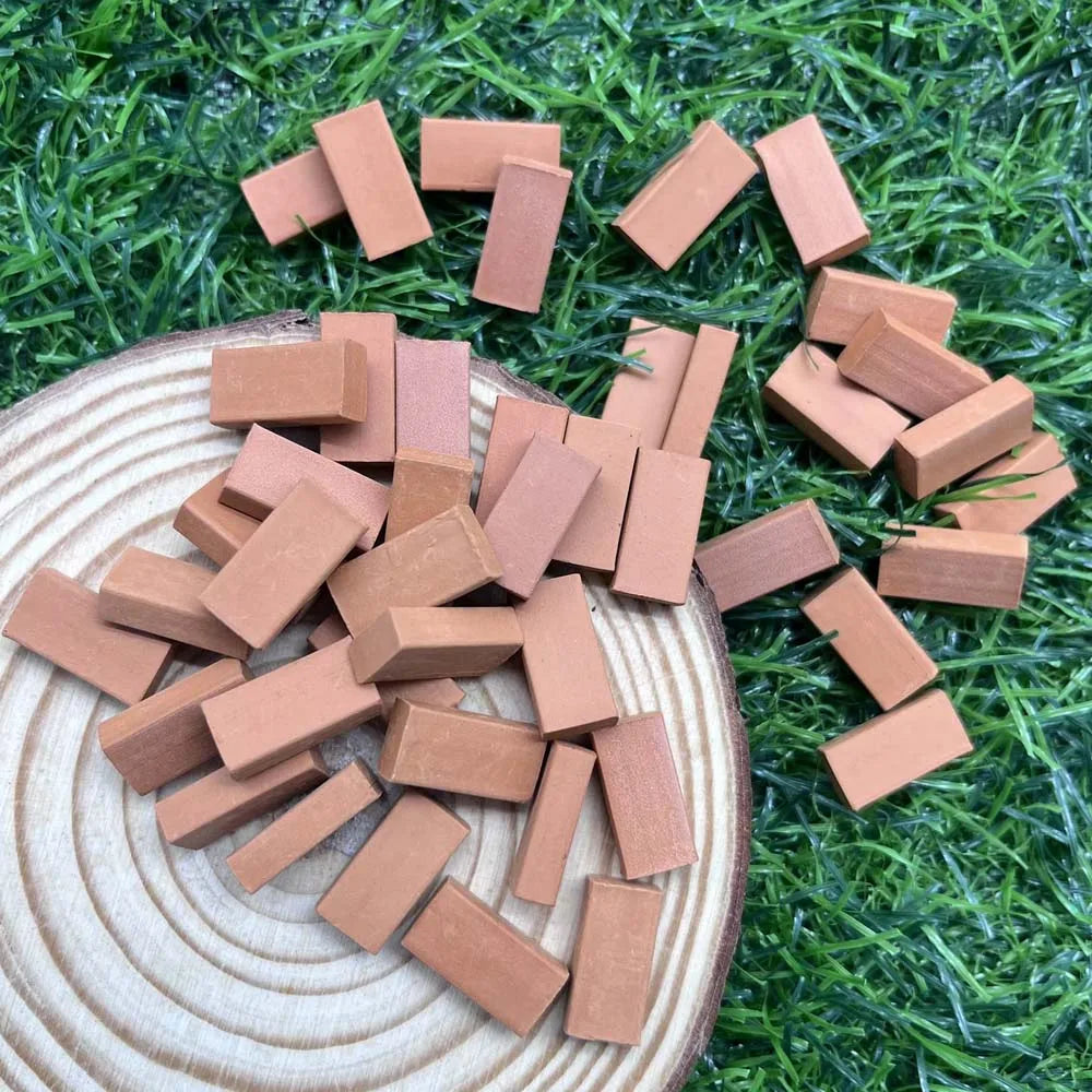 Mini Red Brick 100/200pcs -DIY Miniature Brick Building Realistic Fake Bricks, for Fairy Garden Construction,Party Decorations Oasis Select 100PCS 1-16 No holes 1