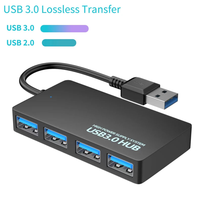 USB 3.0 Hub High Speed 4 Ports HUB Adapter Data Cable Splitter Expander Support Multi Systems Plug and Play Multi USB Adapter Oasis Select