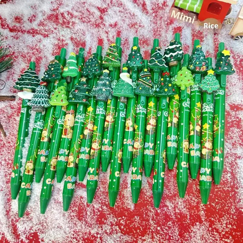 5Pcs Christmas Gel Pen Student Prizes Cartoon Christmas Tree Santa Claus Snowman Gel Pen Creative Student Stationery Gift Oasis Select