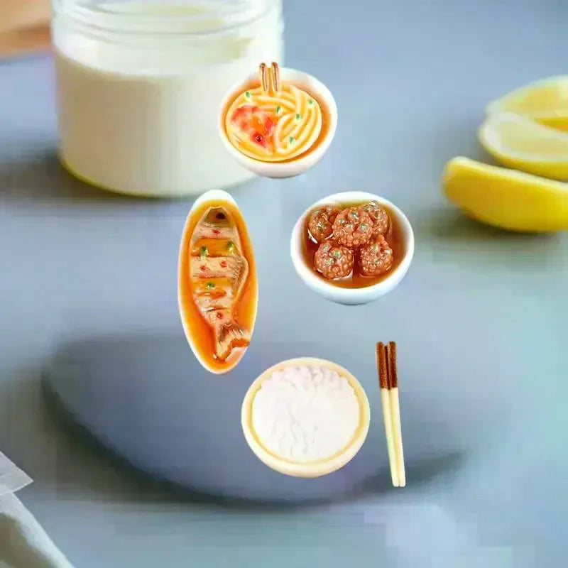 1/12 Dollhouse Miniature Chinese Dishes Food Models Dollhouse Kitchen Decoration DIY Dolls House Dining Room Ornaments Oasis Select