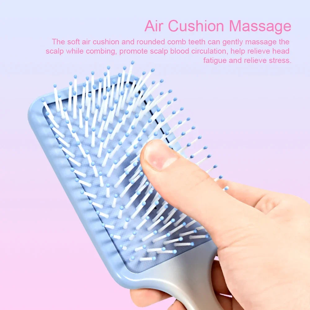 Massage Air Cushion Comb-Anti-static Air Cushion Brush Square Air Cushion Comb Plastic Handle Special For Real Hair Wigs Oasis Select
