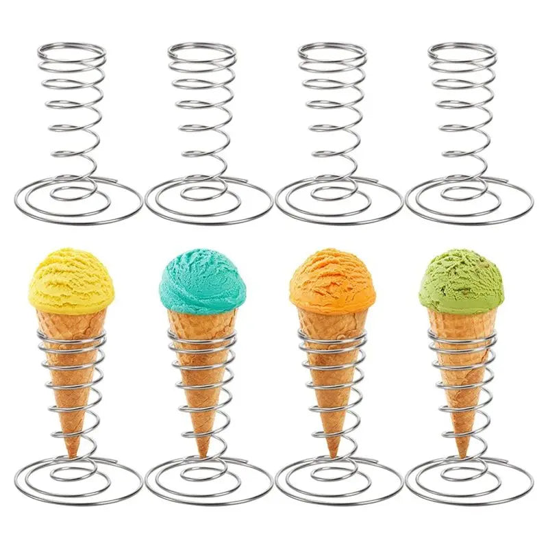 LIKE WISH 8 Pack Silver Ice Cream Cone Holders, Stainless Steel Cone Holders Pizza Cone Holders Oasis Select