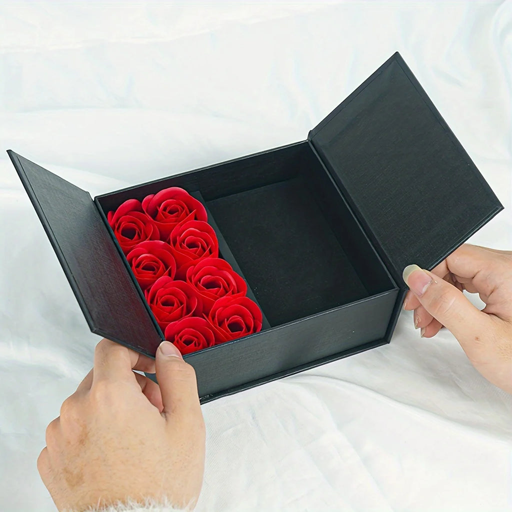 Valentine's Day Gift Box Rose Flower Ring Necklace Jewelry Box Soap Flower Present Box for Girlfriend Oasis Select
