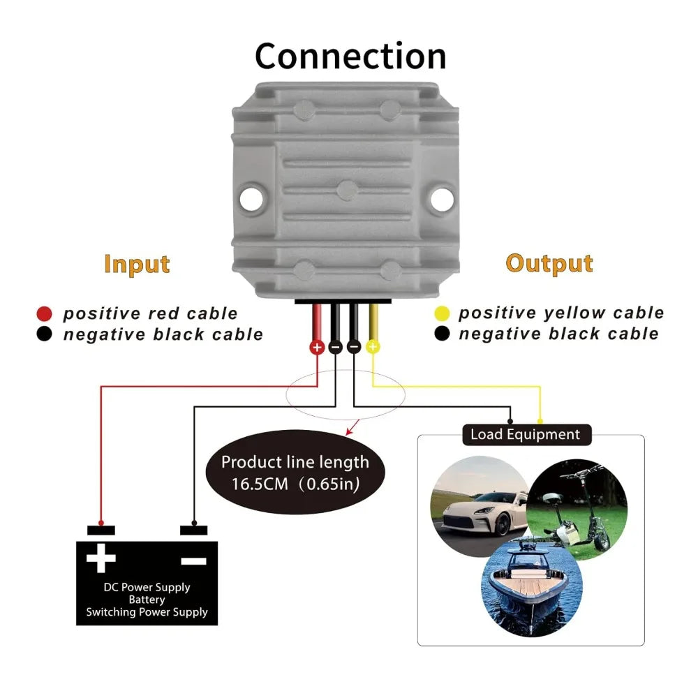 DC/DC 12V 24V Step-Down to 5V 10A Converter Voltage Reducer Waterproof Adjustable Regulator for Golf Cart Power Module Club Car Oasis Select