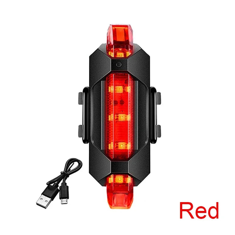 USB Rechargeable Bike Light Set Front Light with Taillight Easy to Install 3 Modes Bicycle Accessories for the Bicycle Oasis Select 918 Red OPP