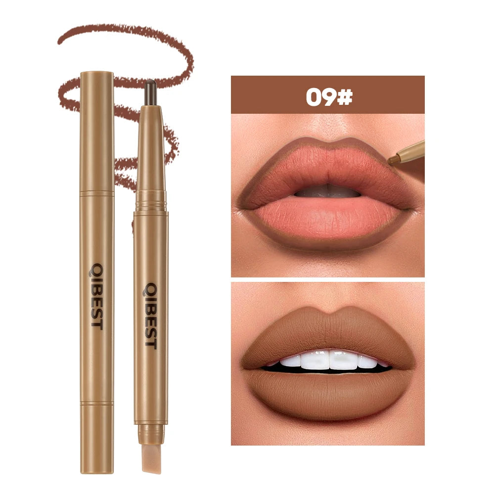 QiBest 2-in-1 Double-Ended Lip Liner & Brush Pen | Matte 12 Shades
