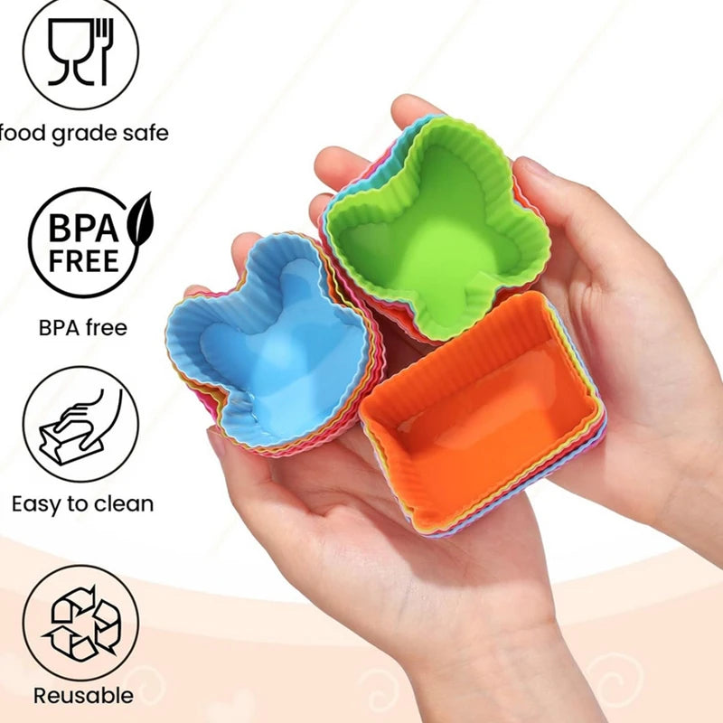 8 Pcs Silicone Lunch Box Dividers, Multi-use Baking Tools, Food Separator for Kids Students Bento Box & Cake Molds Oasis Select