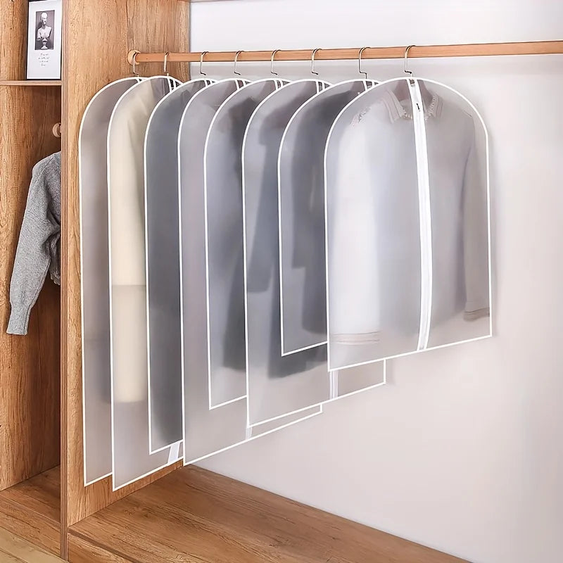 5pcs Transparent Thickened Garment Protection Bags Home Wardrobe Clothes Storage and Protective Bags Suit and Coat Hanging Bags Oasis Select