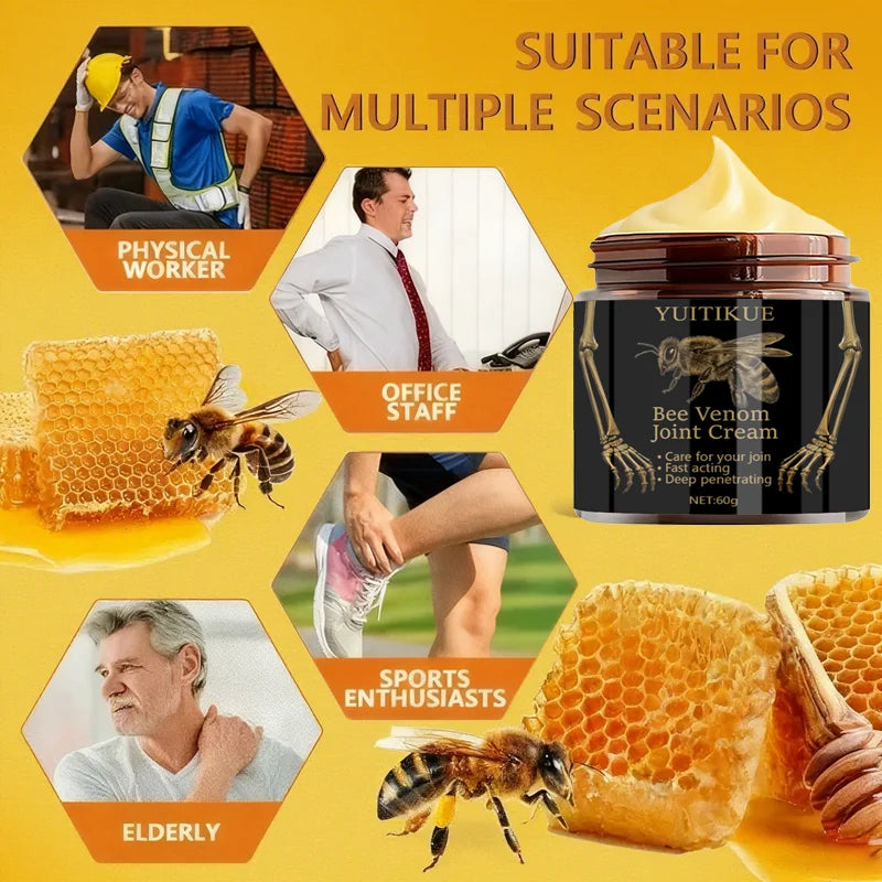 Bee Venom Joint Cream 60g - Ultra-Premium Formula, Fast Acting & Deep Penetrating, Moisturizes Skin, Easy Absorption Non-Sticky Oasis Select