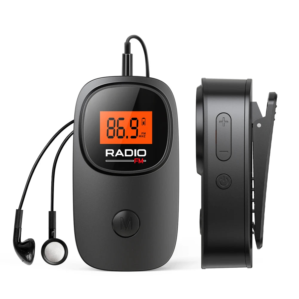 Shunmaii Portable FM Radio with Earphone & Clip | Battery Op Portable FM Radio Oasis Select
