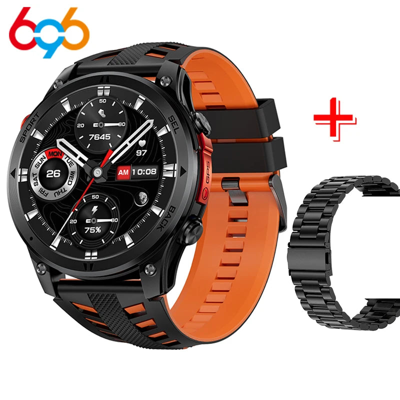 Outdoor GPS Path 1.46"100+ Multi-sport Mode BT Call Smart Watch IP68 Waterproof Sports Run Tracker Compass Smartwatch Men 530mAh Oasis Select BRBOS A BK3M