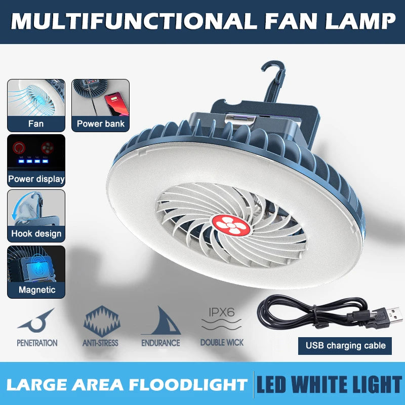 Rechargeable LED Camping Lantern Fan & Power Bank | IP68