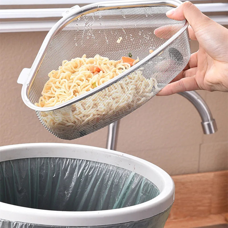 Kitchen Sink Drain Basket Stainless Steel Triangle Food Vegetables Peel Egg Filter Storage Organizer Kitchen Shelf Rack Drainier Oasis Select