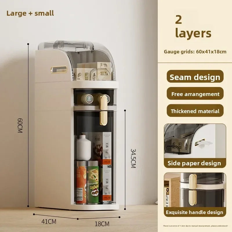 Multi-functional 18Cm narrow size crevice storage cabinet drawer kitchen crevice multi-layer bathroom narrow locker rack Oasis Select 2-Large-Small