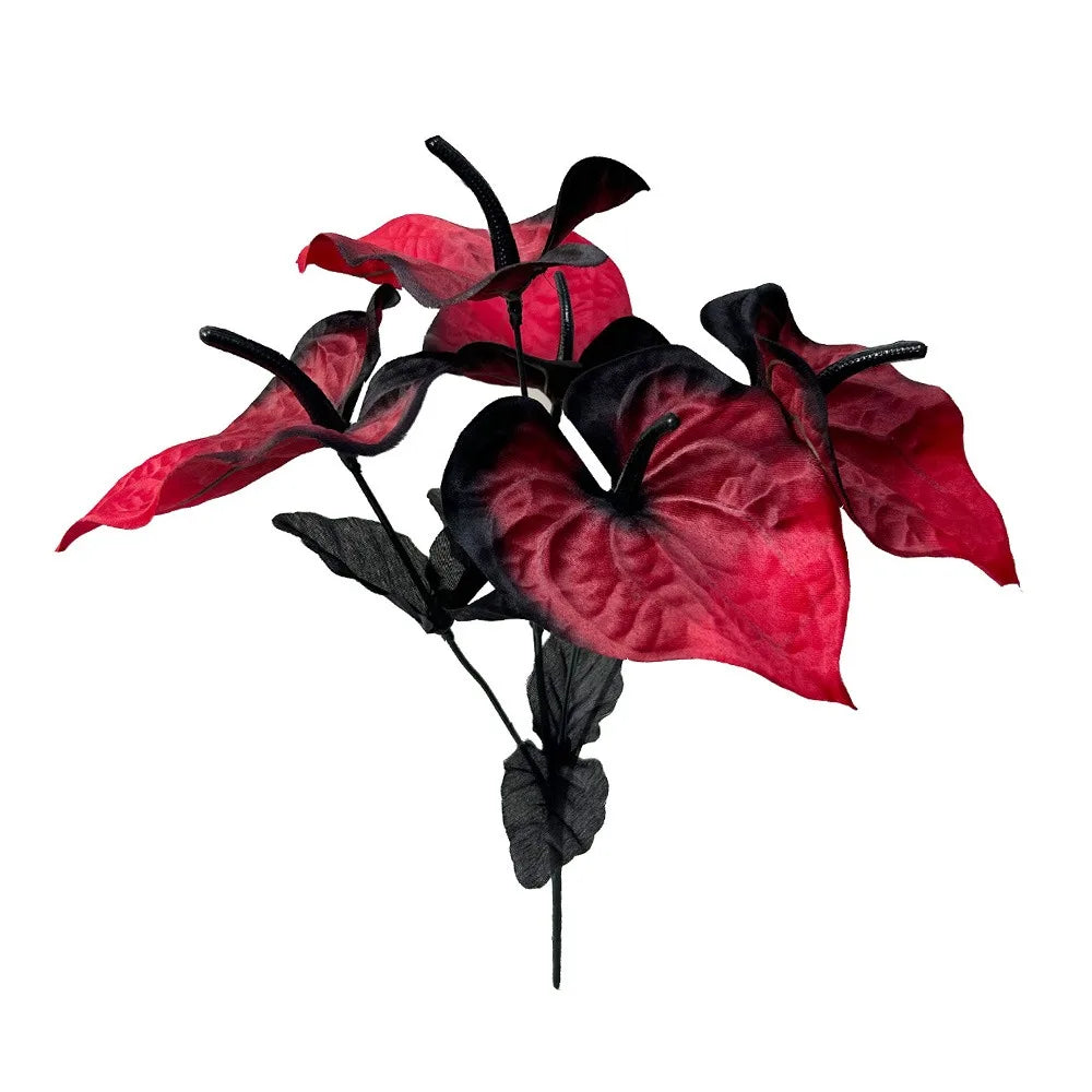 NEW Halloween Artificial Anthurium Multicolor DIY Calla Lily Artificial Flower Accessories Silk Faux Red Palm Flower Arrangement Oasis Select Calla-Red