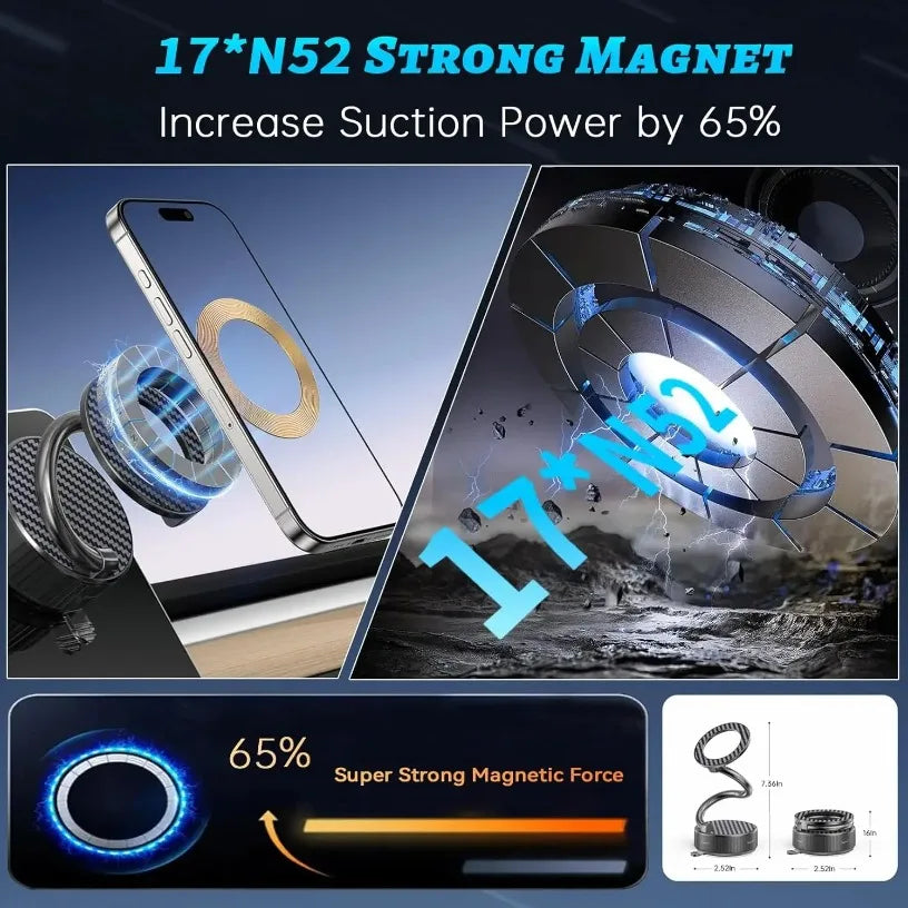 Foldable Magnetic Phone Car Holder Vacuum For Magsafe iPhone 17~12 Pro Max Samsung Car/Gym/Mirror/Shower Vacuum Suction Stand Oasis Select