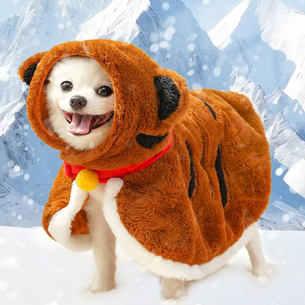 Pet Dog Cape Cat Tiger Winter Warmth Thickened Dog Small Dog Plush Cape Cat Supplies Oasis Select