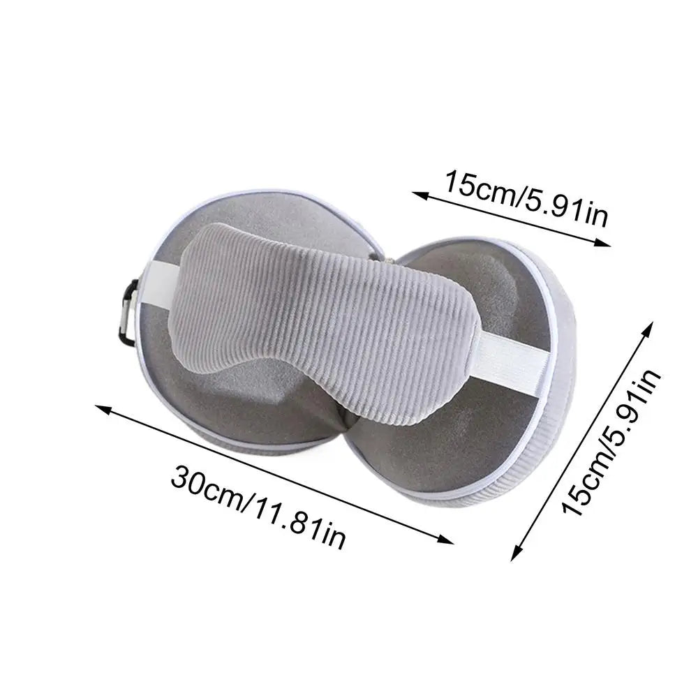 Travel Neck Pillow 2 in 1 Eye Mask Pillow Foldable Multifunctional Travel Pillow Light-blocking With Storage Hook Neck Pillows Oasis Select Light Gray