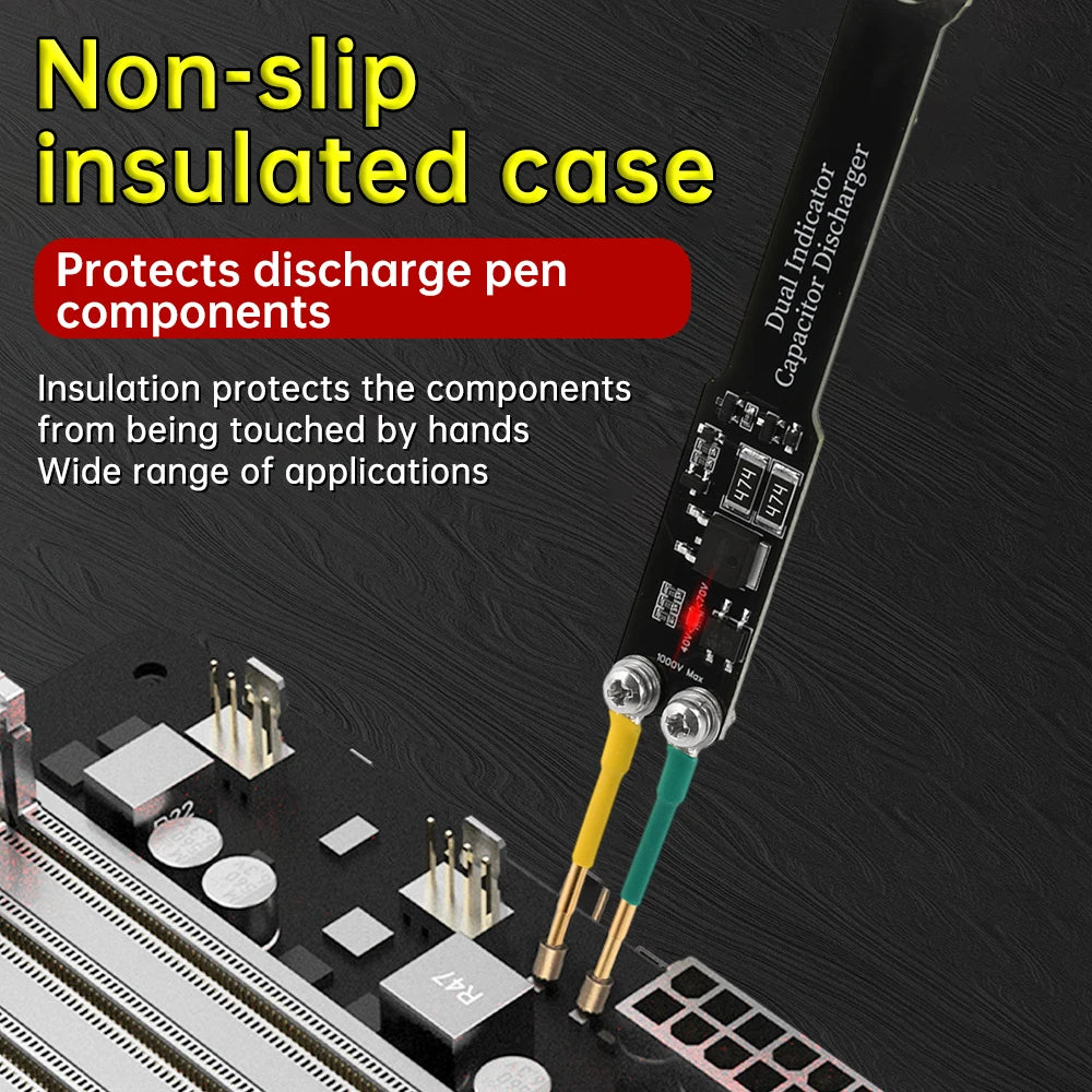 Portable Capacitor Discharge Pen Adjustable Pin Spacing AC DC LED Display Capacitor Discharging Pen for Repair Maintenance Oasis Select