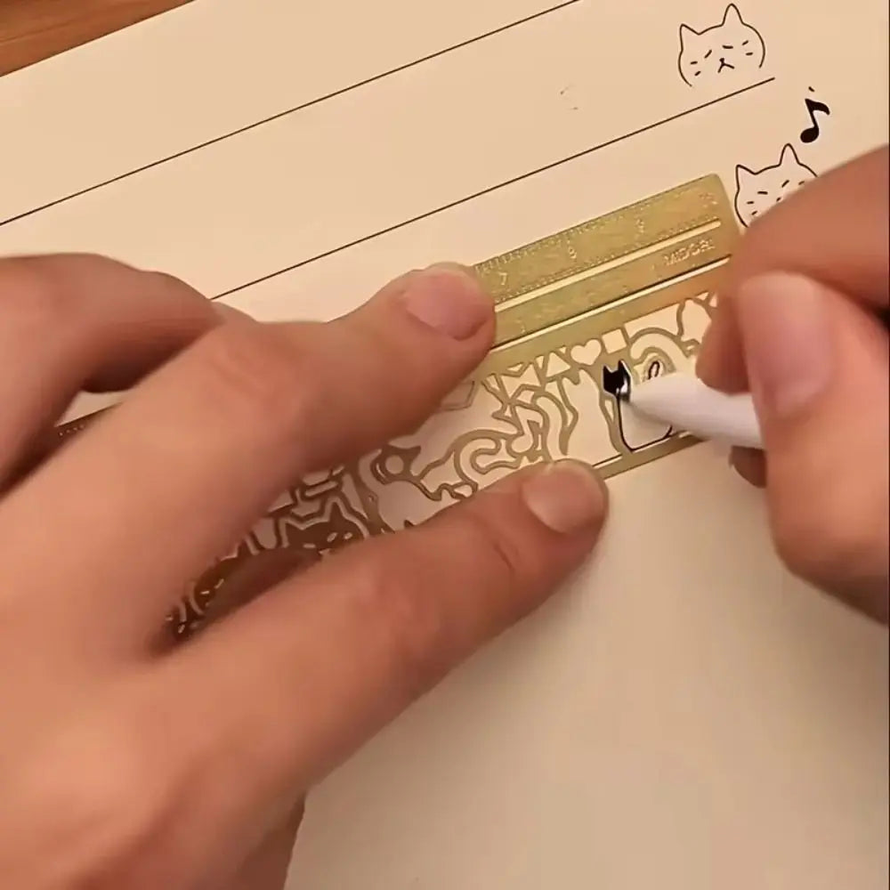 1pc Cute Cat Pattern Double-Sided Bookmark Ruler Precise Stationery for Diary Planning Book Note Taking-Creative Stationery Tool Oasis Select