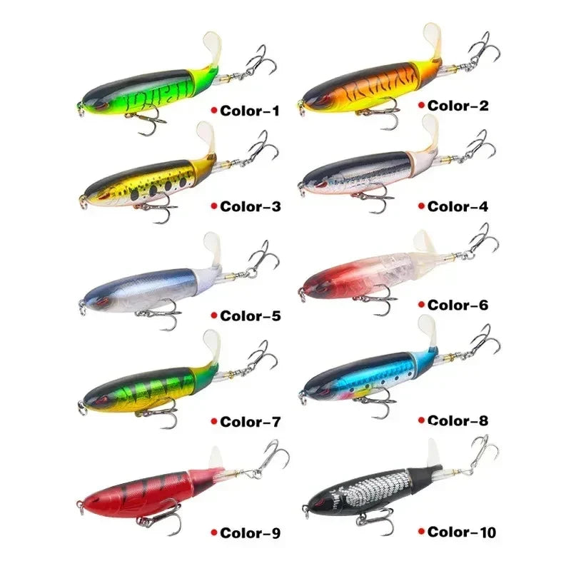 1/4/8Pcs 15g Topwater Fishing Lure Whopper Popper Artificial Bait Hard Plopper Soft Rotating Tail Fishing Tackle Fishing Bait Oasis Select
