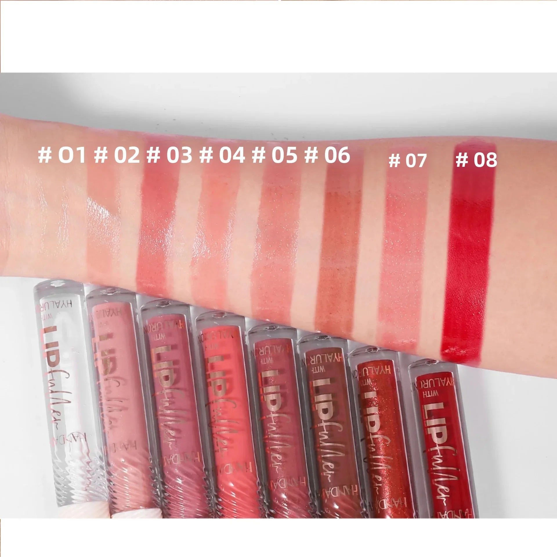 HANDAIYAN 8 Color Mirror Lip Gloss with Hyaluronic Acid Hydrating Moisturizing Pearl Infused Glossy Lipstick for Plump Lips Oasis Select