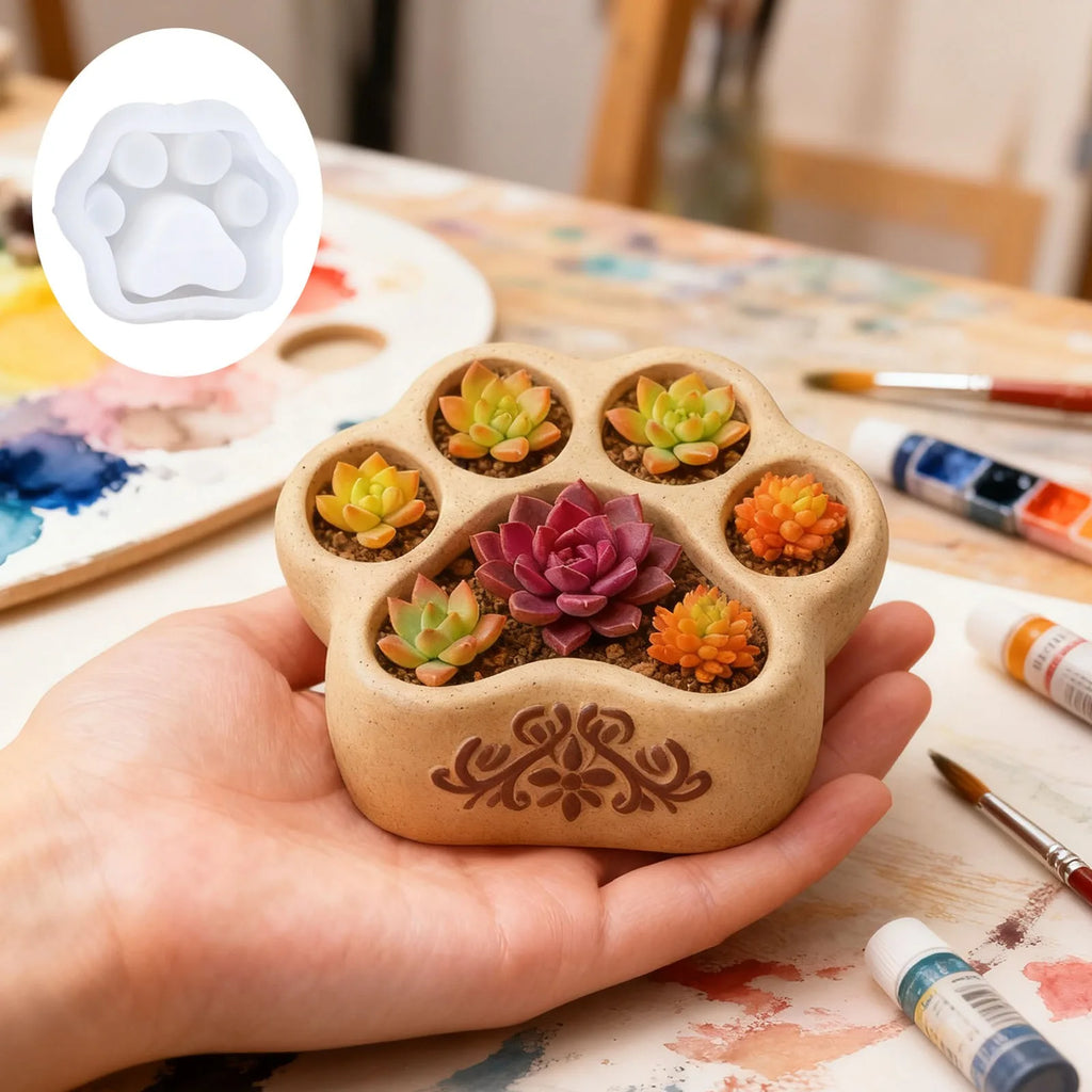 Cat Claw Flower Pot Candle Silicone Mold, Candle Jar Silicone Jewelry Box Mold, Art Casting Container Jewelry Box Storage Box Oasis Select