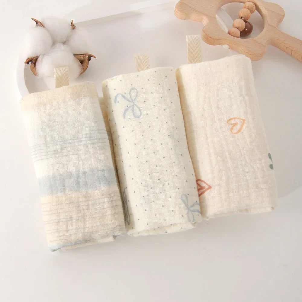 New 4-Layer Pure Cotton Baby Cotton Washcloth Soft Absorbent Square Towels Baby Towels Gauze Cotton Newborn Burp Cloth Oasis Select 23