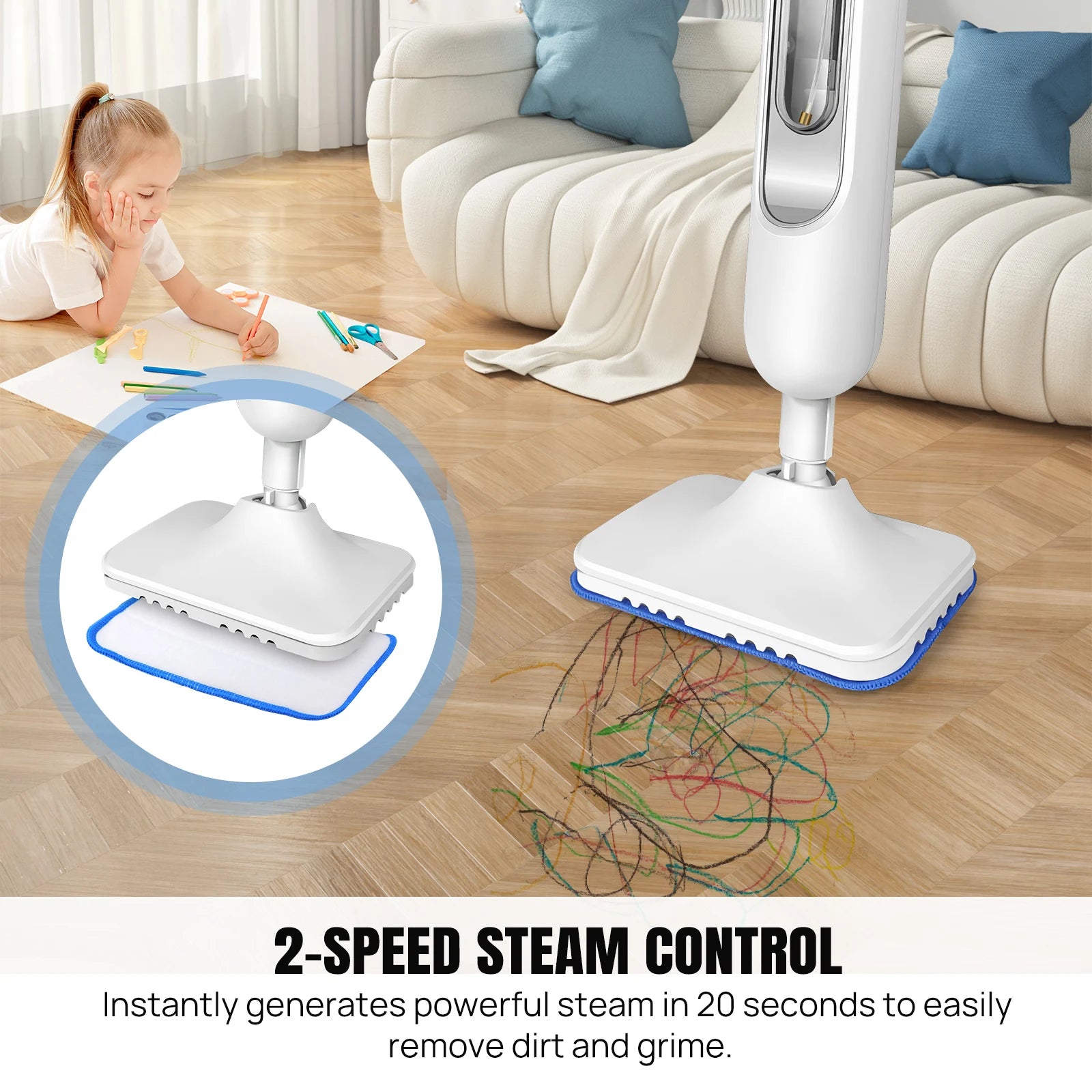GUOHE 1500W Steam Mop & Detachable Cleaner | 400ml CE Certified