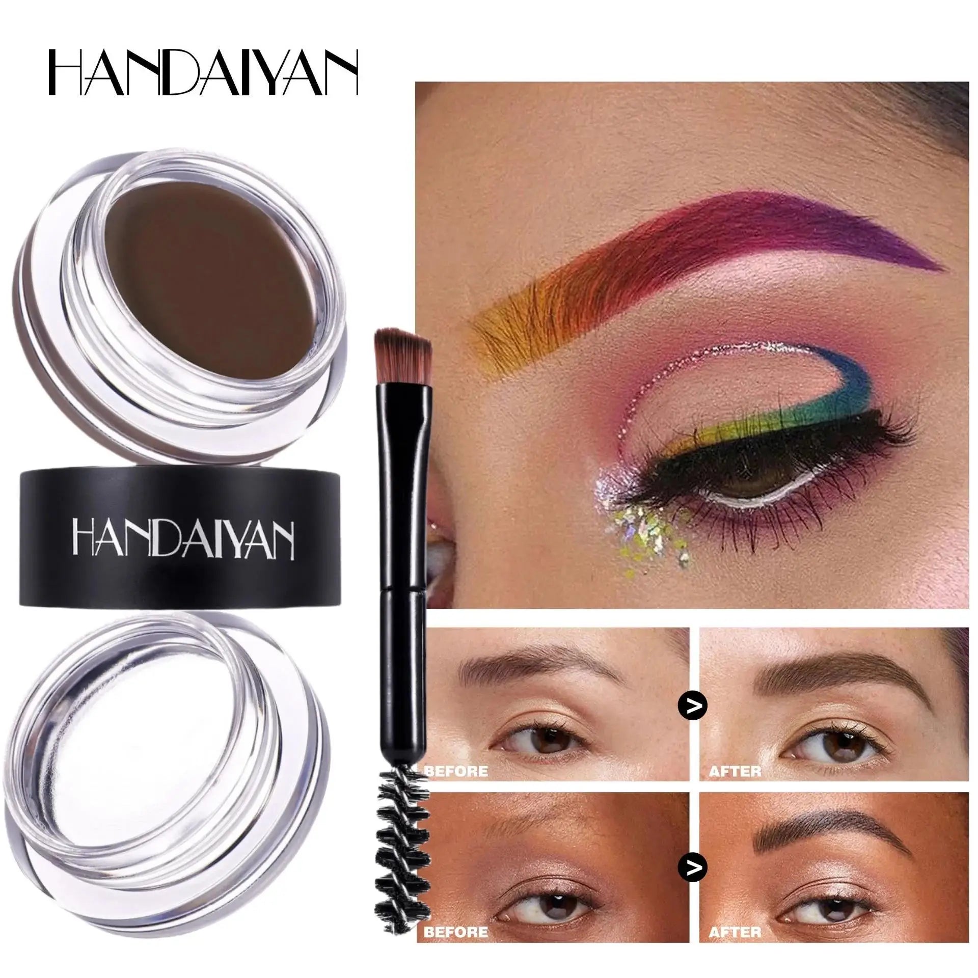 Handaiyan 2-in-1 Waterproof Eyebrow Wax & Tint Pomade | 3D Brows