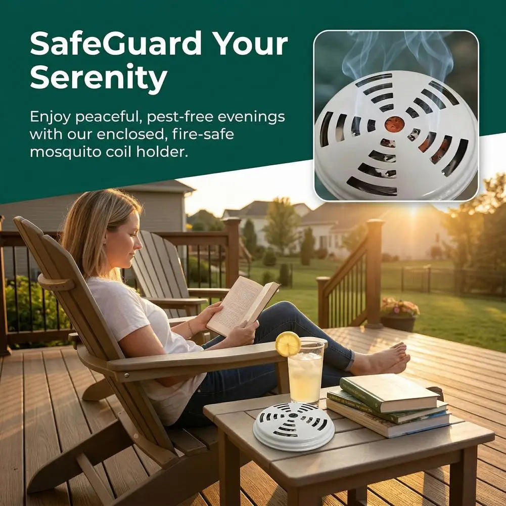 Mosquito Coil Holder with Lid – Steel, Ash-Free, Outdoor Use