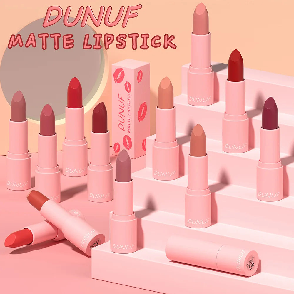 DUNUF 1 Pcs Matte Powder lipstick, Lasting 24 Hours Non-fading Waterproof Non-stick Easy to Color Lip Gloss Makeup Gift Oasis Select