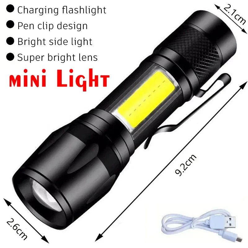 KDULIT Zoomable LED Flashlight | Type-C Rechargeable Torch